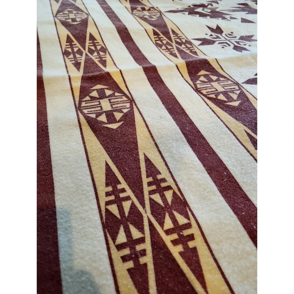 Large Antique Vintage Native American style Blanket / bed coverlet 7' x 6' USA